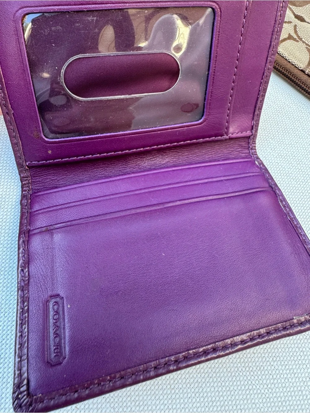 COACH Signature Canvas Wristlet and Purple Small Wallet Bundle